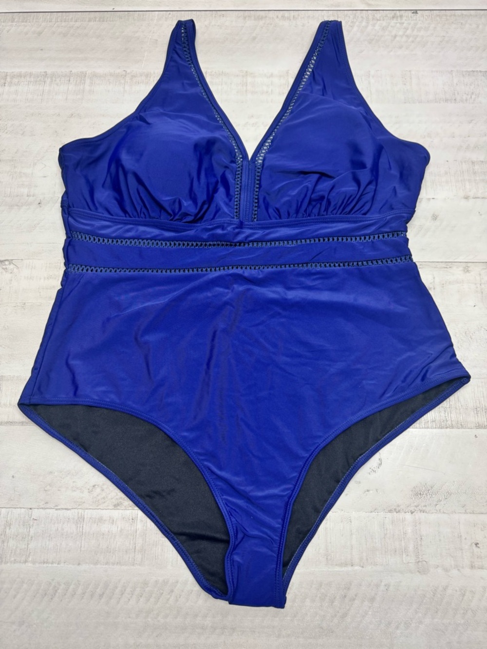 Plus Size Sexy V Neck Backless Bathing Suit Mesh Sheer Tummy Control 3XL